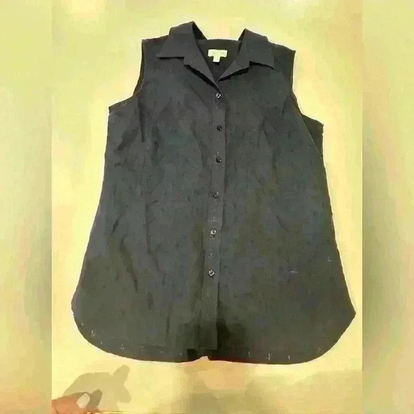 Talbots  Navy Sleeveless Button Down With Anchor Design Size Small Petite - Picture 1 of 5